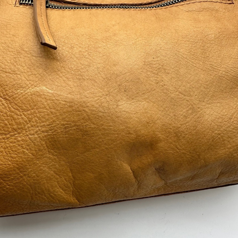 American Leather Co Lenox Tan Triple Entry Pebbled Leather Satchel Hobo Bag - Picture 6 of 13